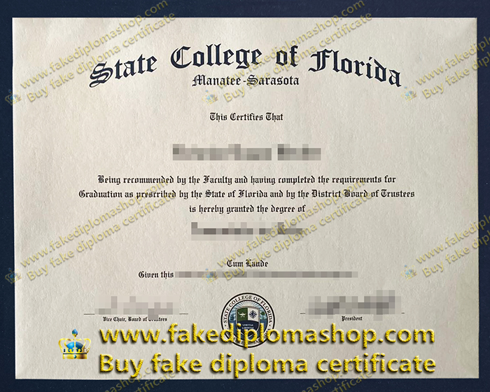 SCF fake diploma, State College of Florida Manatee-Sarasota diploma