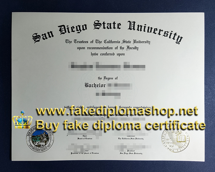 San Diego State University diploma, SDSU Bachelor diploma