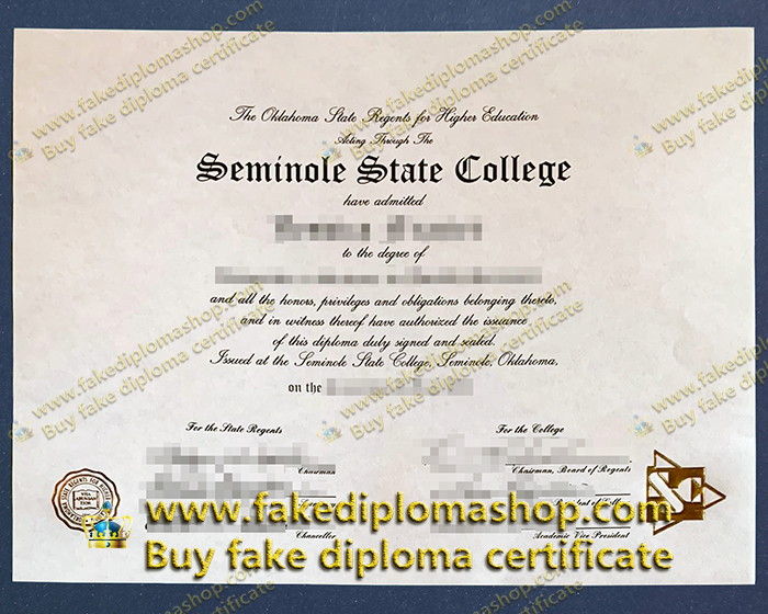 Seminole State College diploma of Oklahoma