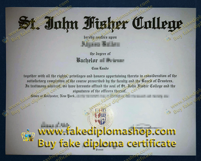 St. John Fisher University diploma, SJFU diploma of Bachelor