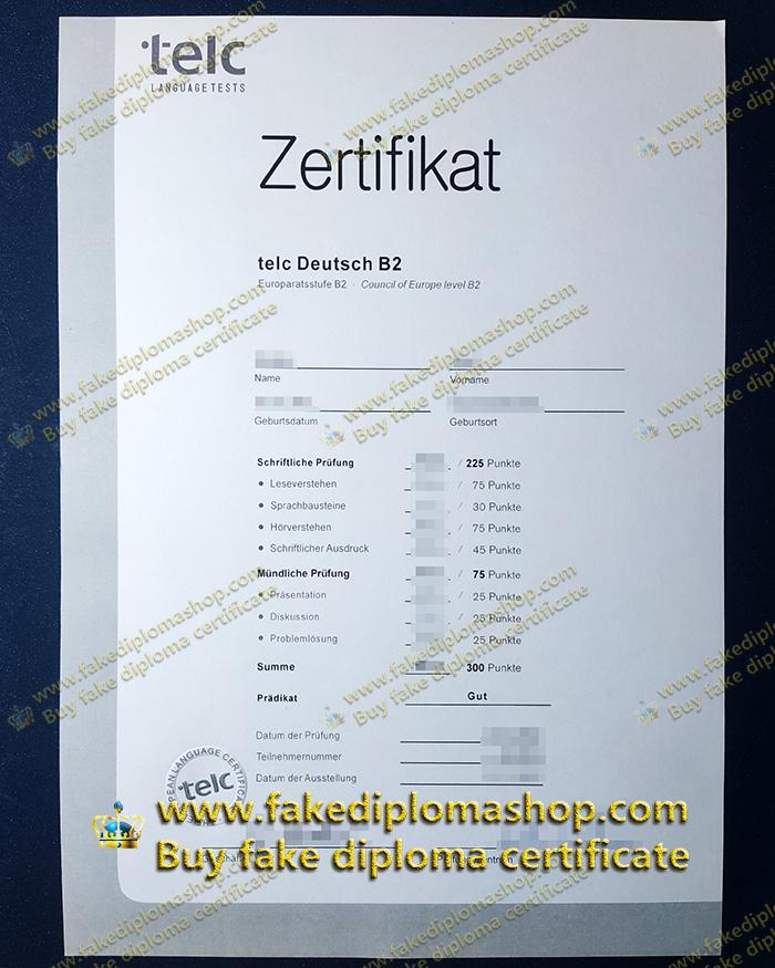 TELC Deutsch B2 certificate