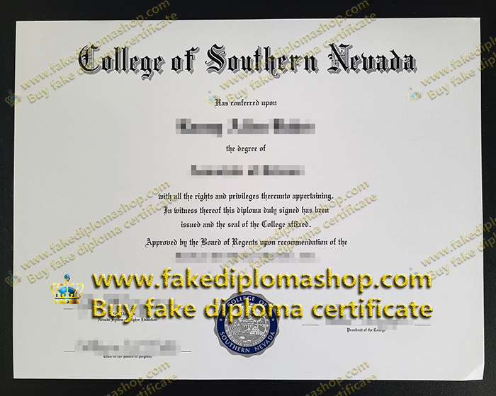 fake CSN diploma, College of Southern Nevada diploma