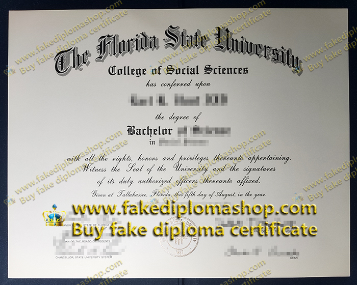 Old edition FSU diploma, Florida State University Bachelor degree