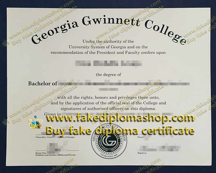 Fake GGC diploma, Georgia Gwinnett College degree of bachelor