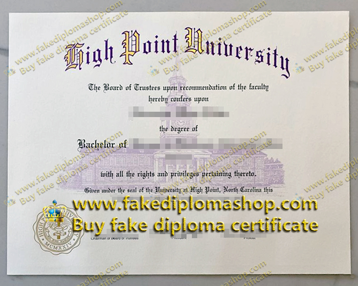 fake High Point University diploma, HPU diploma of Bachelor