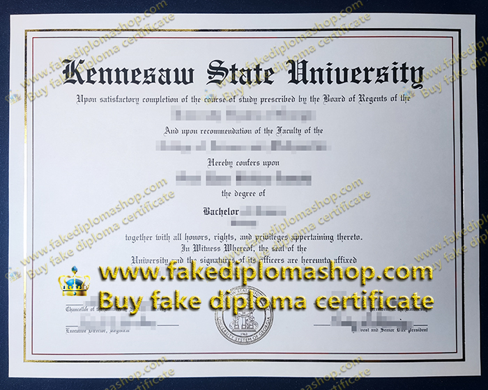 fake KSU diploma of Bachelor, Kennesaw State University diploma