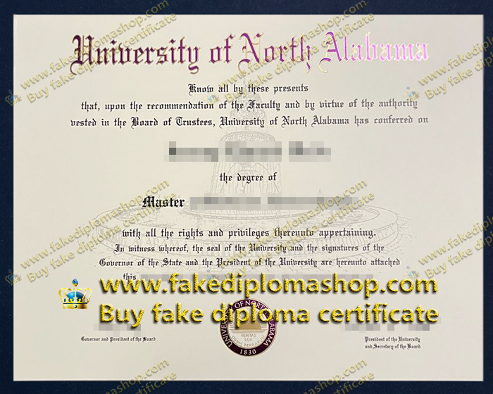 UNA MA diploma, University of North Alabama degree of Master