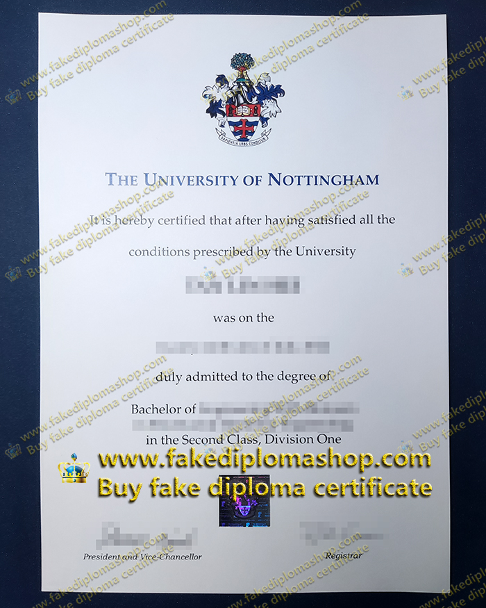 Fake UoN Bachelor degree, University of Nottingham diploma