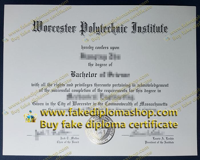WPI Bachelor diploma, Worcester Polytechnic Institute degree certificate