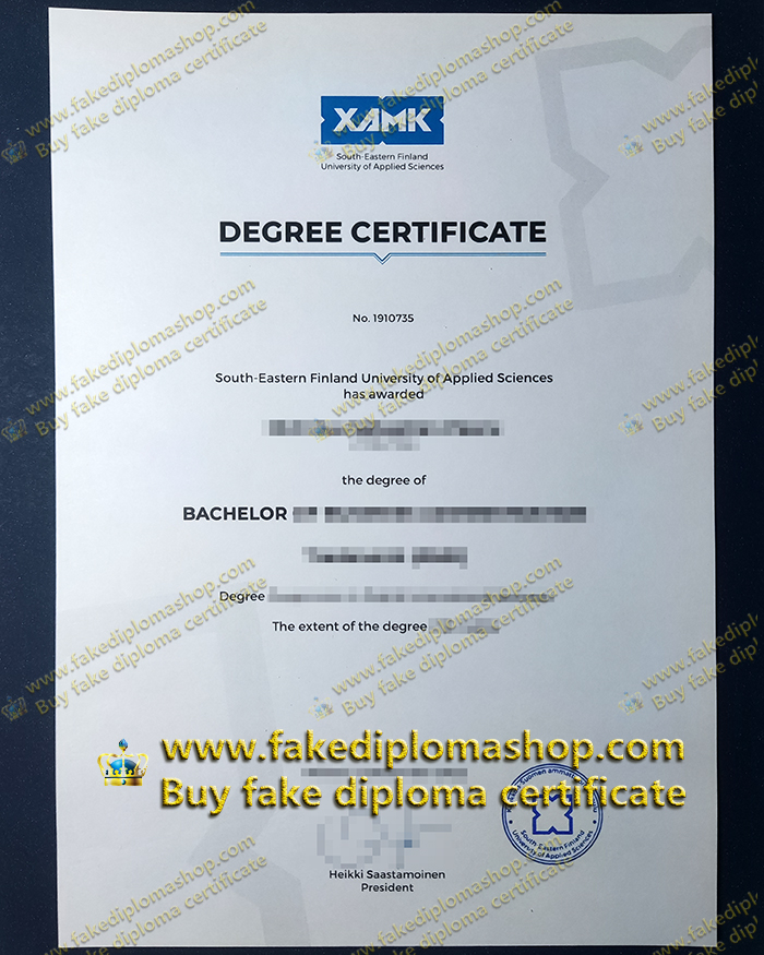XAMK degree of Bachelor, South Eastern Finland University of Applied Sciences diploma