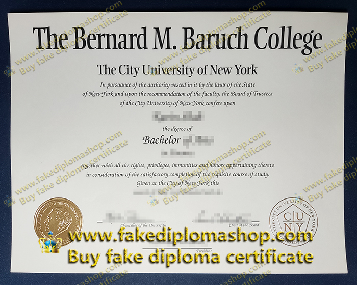 Baruch College diploma of Bachelor