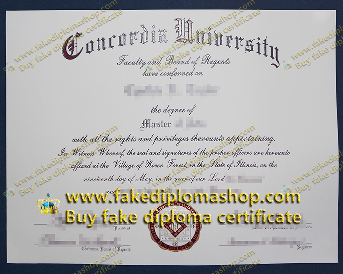 fake Concordia University Chicago diploma