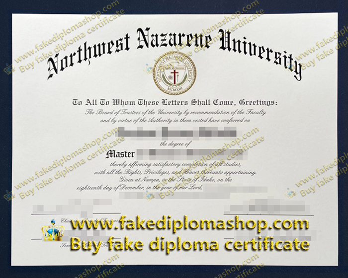 fake NNU diploma, Northwest Nazarene University diploma of Master