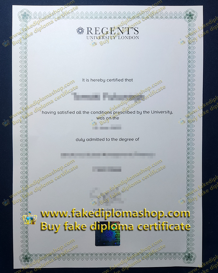 Fake Regent's University London diploma