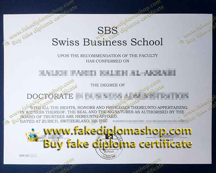 fake SBS diploma, Swiss Business School diploma of Doctorate
