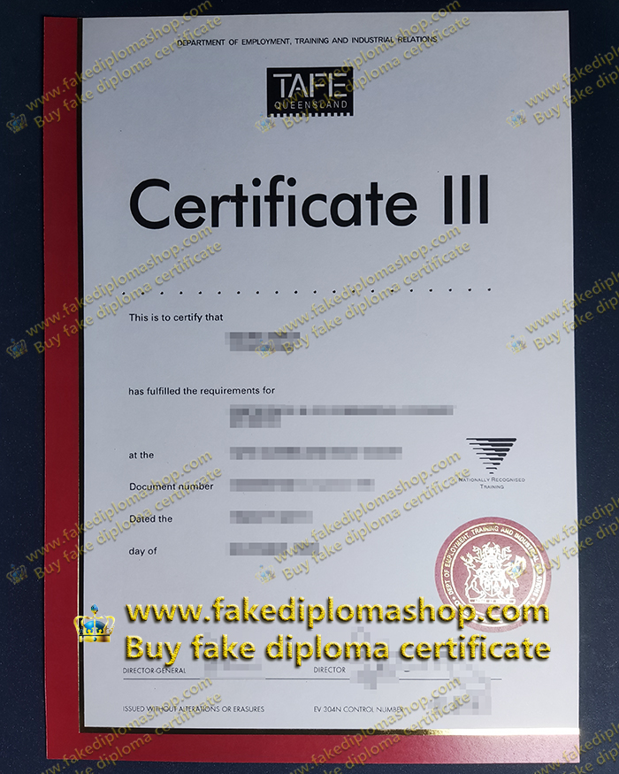 Fake TAFE Queensland certificate