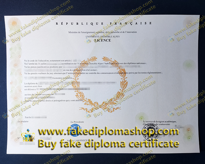 fake UGA diploma, Université Grenoble Alpes diploma