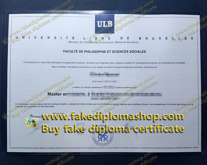fake ULB diploma, Université libre de Bruxelles diploma of Master