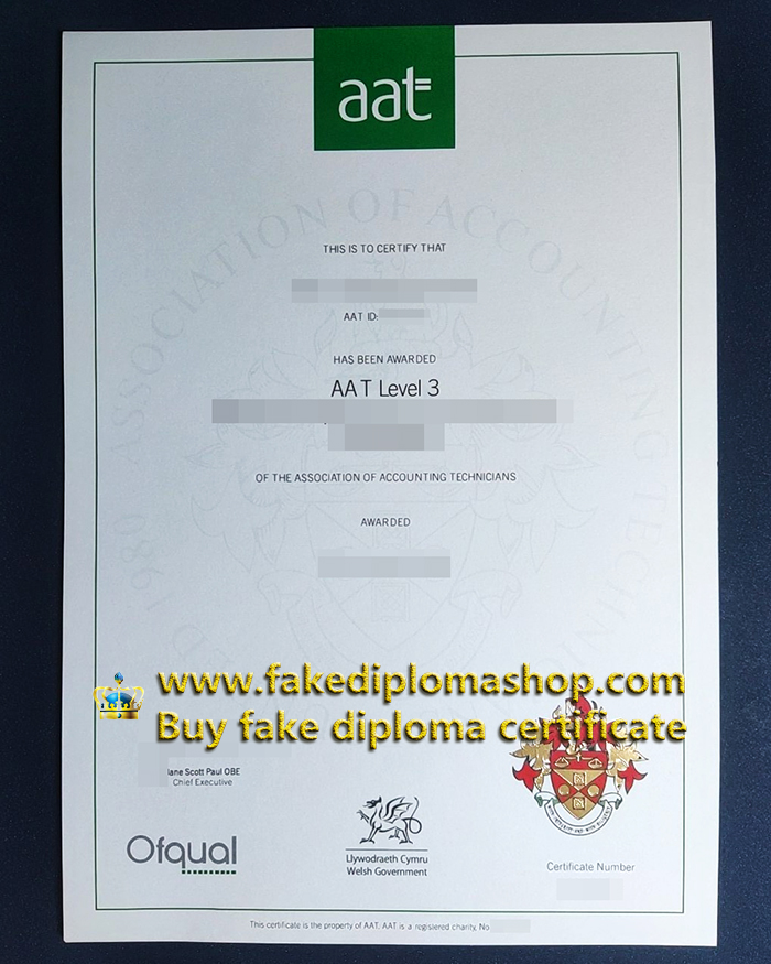 Fake AAT Level 3 certificate, Association of Accounting Technicians certificate