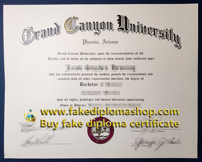 fake GCU degree of Bachelor, Grand Canyon University diploma