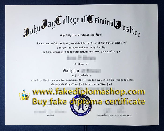 fake John Jay College of Criminal Justice diploma