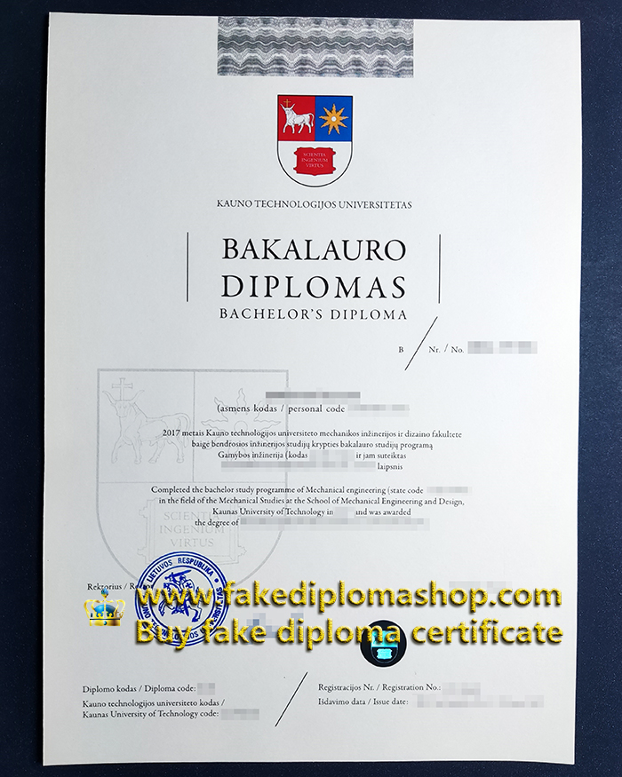 fake KTU diploma of Bachelor, Kaunas University of Technology diploma