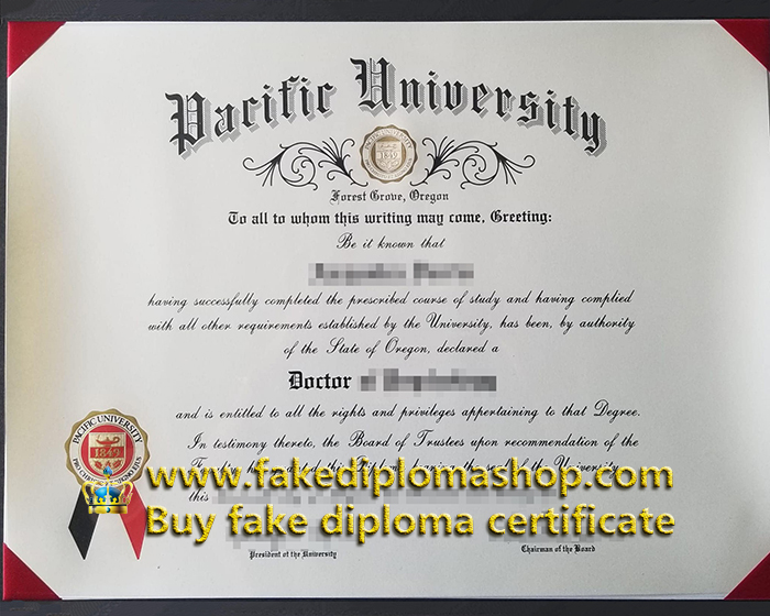 fake Pacific University diploma of Doctor