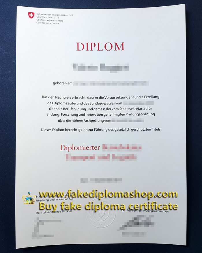 fake Swiss Eidgenossenschaft diploma