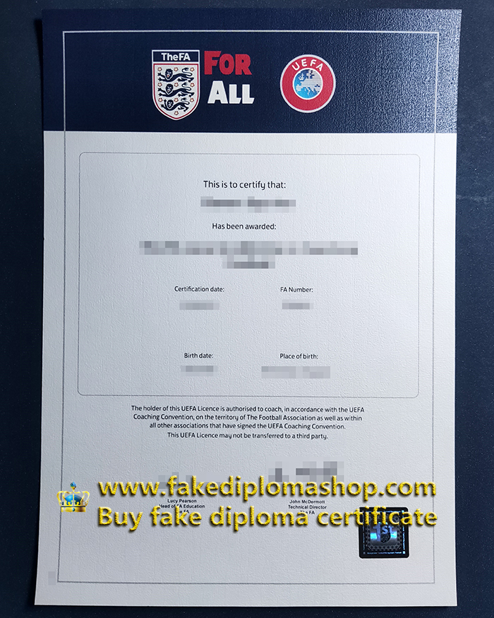 The FA Level 4 certificate, The Football Association fake certificate