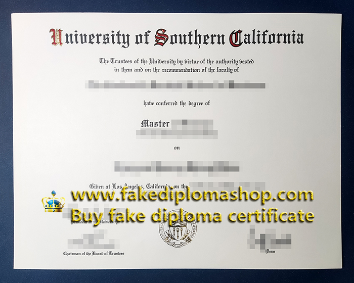 USC diploma of Master, University of Southern California degree