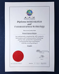 Phony APU diploma certificate, Asia Pacific University of Technology & Innovation diploma for sale