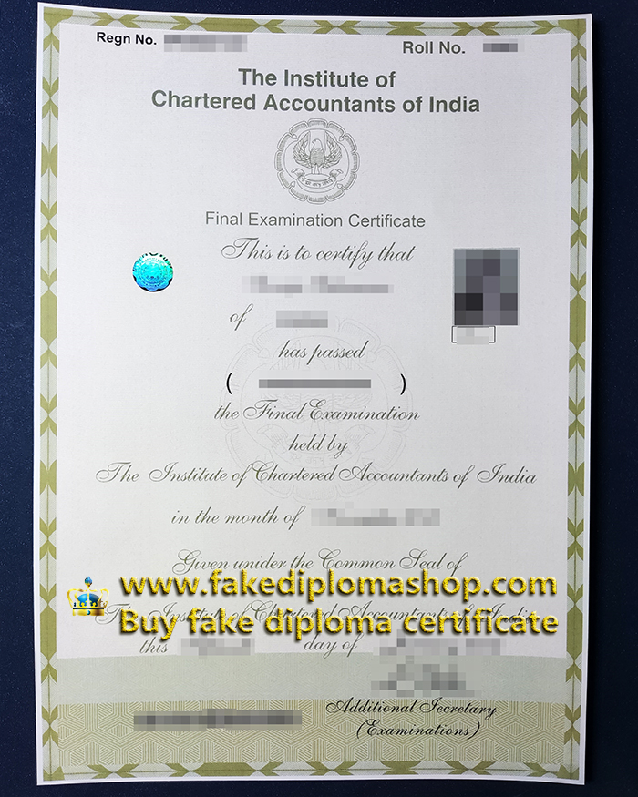 India ICAI certificate, Institute of Chartered Accountants of India certificate