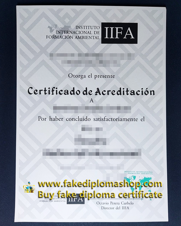 fake IIFA certificate, Instituto Internacional De Formación Ambiental certificate