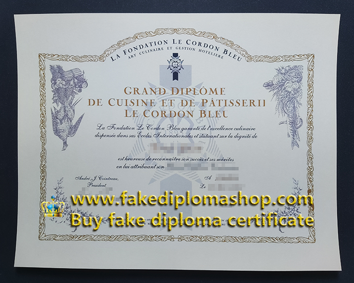 Le Cordon Bleu diploma of GRAND DIPLOME