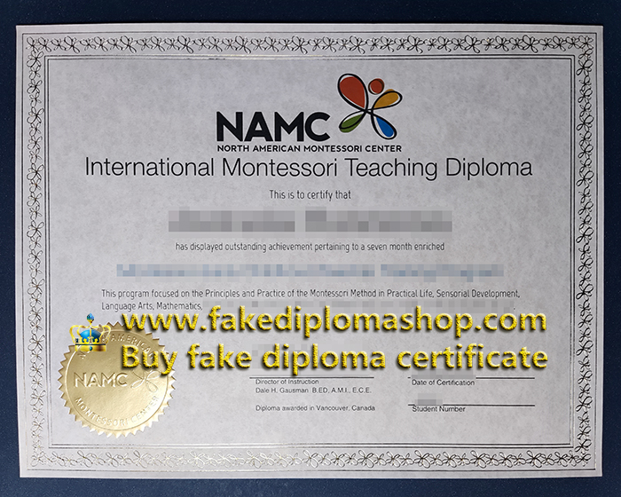 NAMC certificate, North American Montessori Center diploma