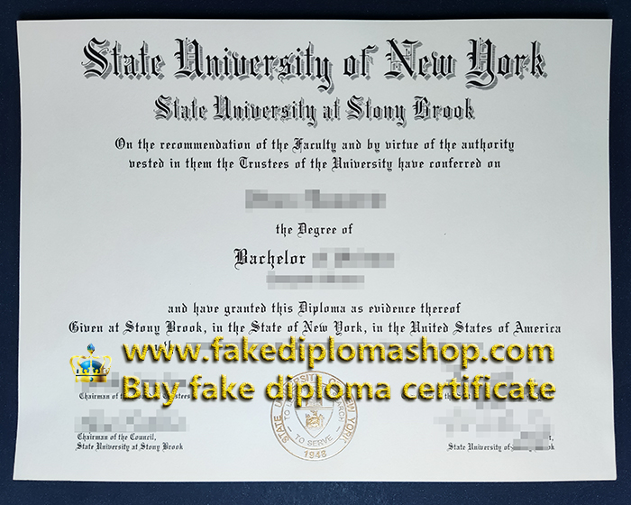 Stony Brook University diploma of Bachelor, State University of New York at Stony Brook diploma