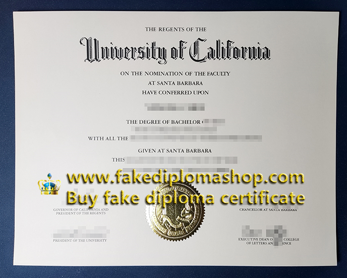 UCSB diploma of Bachelor, University of California, Santa Barbara diploma