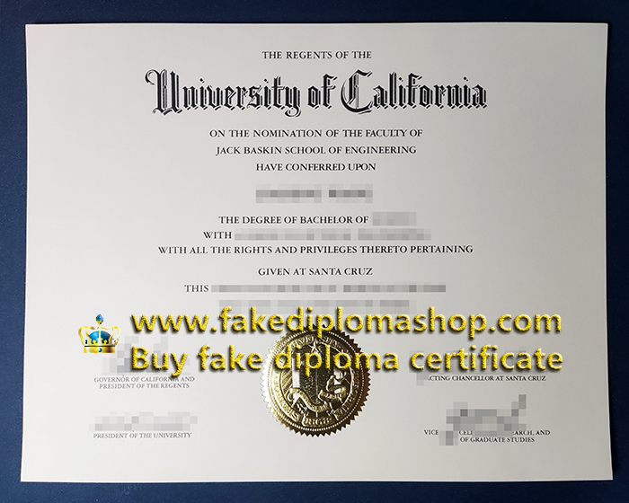 UCSC degree, University of California-Santa Cruz diploma of Bachelor