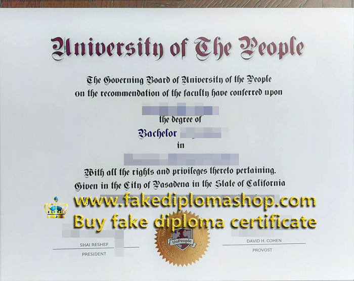 Old edition UoPeople degree, University of the People diploma of Bachelor