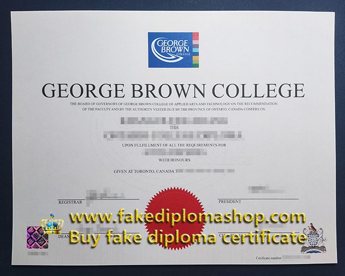 Latest edition GBC diploma, fake George Brown College diploma