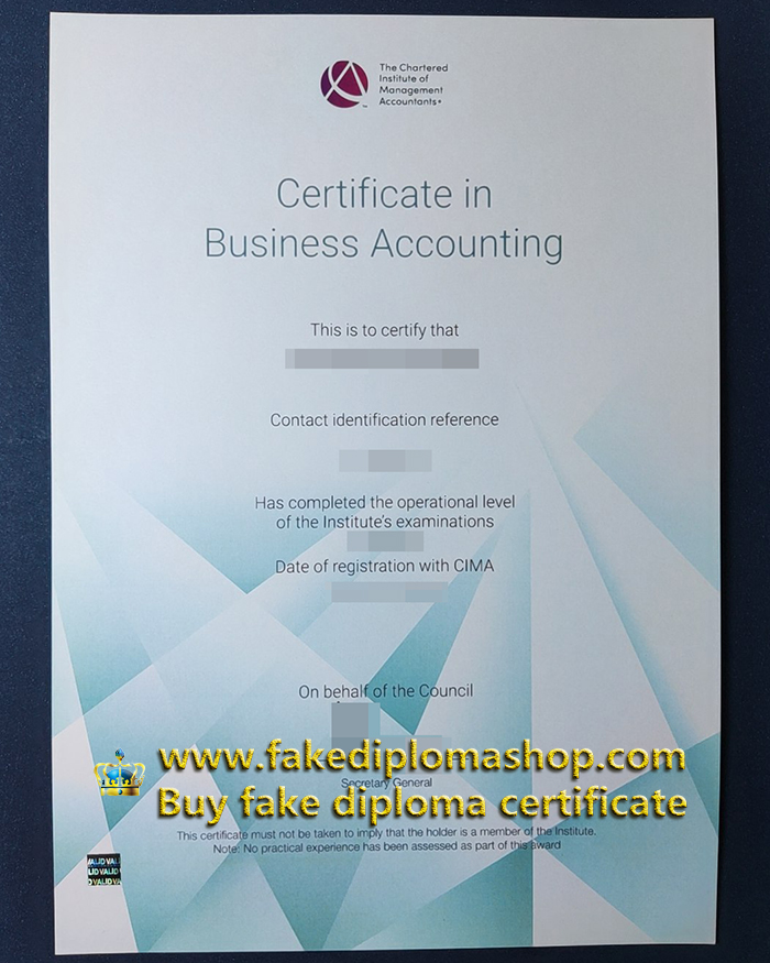 CIMA certificate in Business Accounting, Chartered Institute of Management Accountants certificate