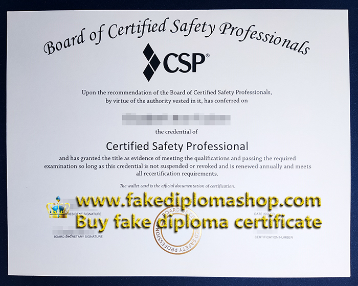 CSP certificate in 2022, Certified safety professional certificate