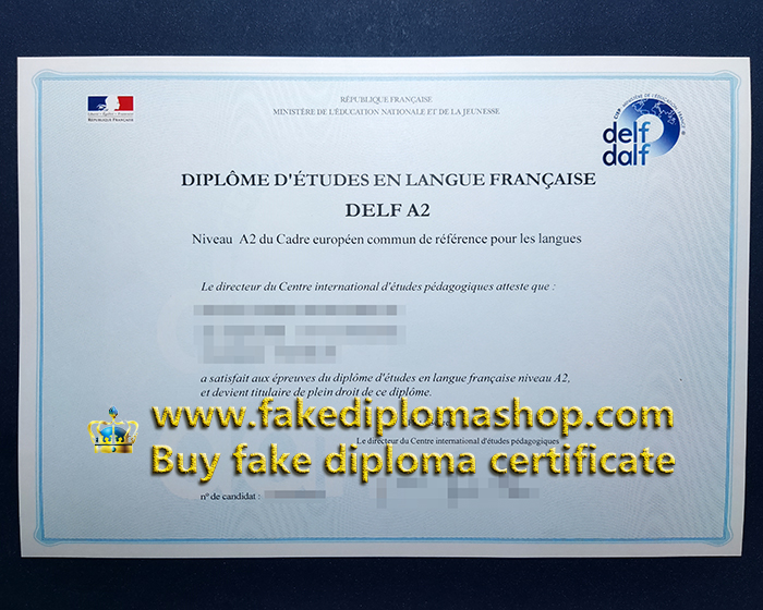 DELF A2 certificate, Diplôme d'études en langue française A2 certificate