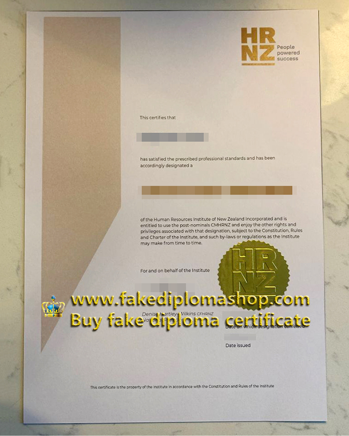 HRNZ certificate, Human Resources Institute of New Zealand certificate