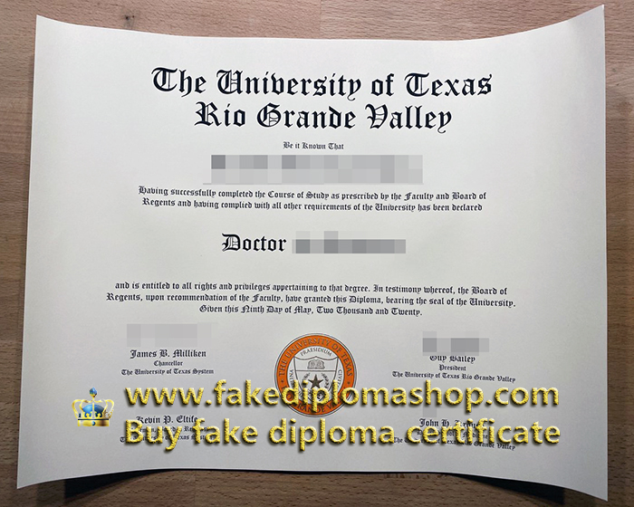 UTRGV diploma, University of Texas Rio Grande Valley diploma