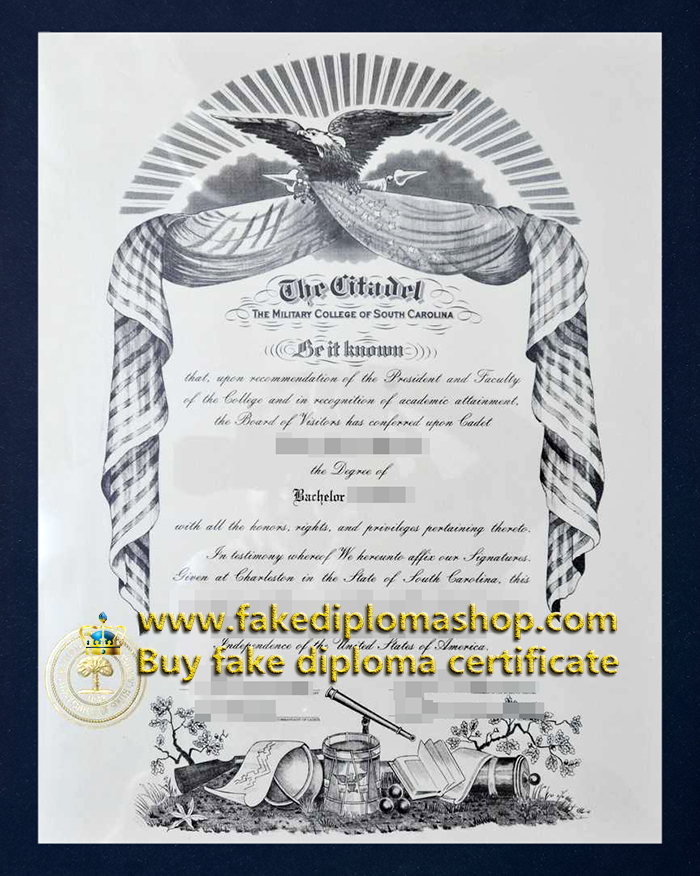 The Citadel degree of Bachelor, The Military College of South Carolina diploma