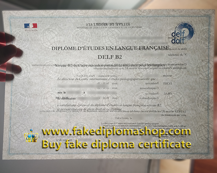 Purchase a best DELF B2 certificate with Watermark in French