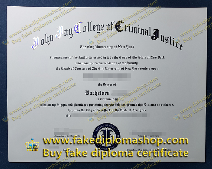 John Jay degree of Bachelor, John Jay College of Criminal Justice diploma