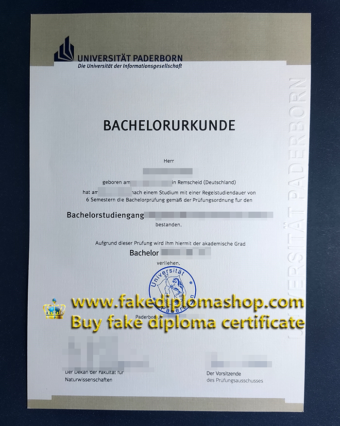 Universität Paderborn diploma, Paderborn University Bachelor degree