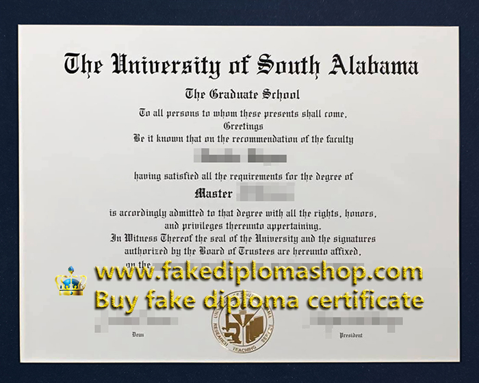 University of South Alabama diploma